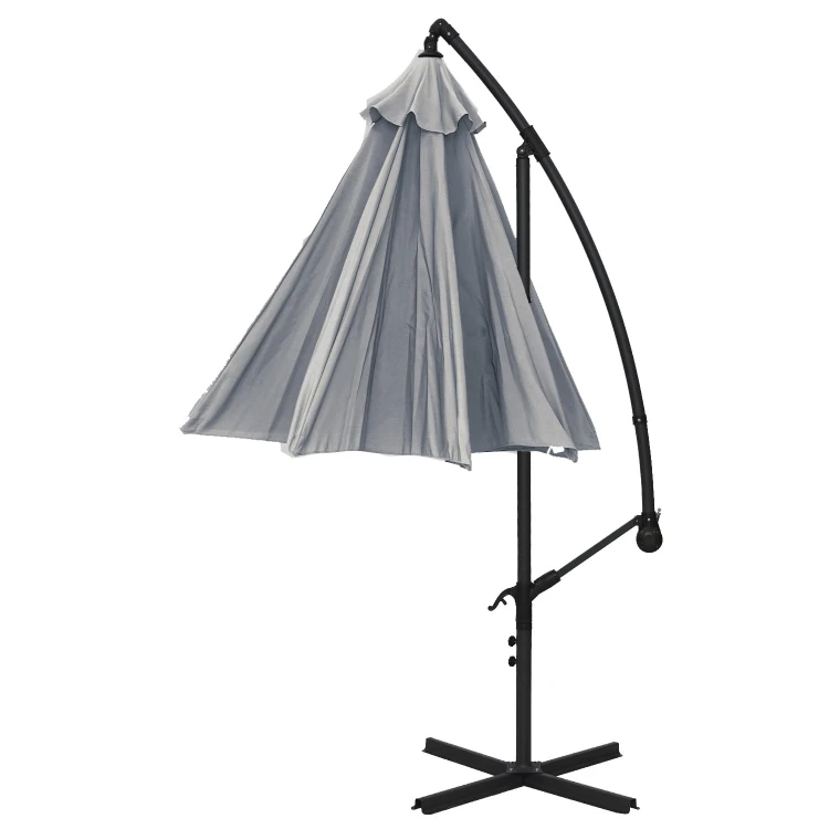 Parasol Ogrodowy Boczny Szary otwarcie1.jpg