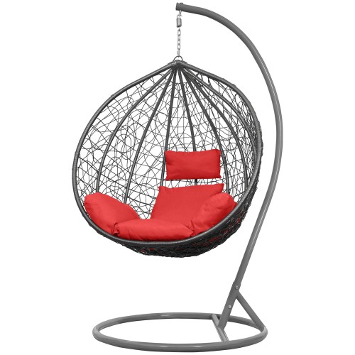 Saona Szary Czerwone Fotel wiszący Bujak Huśtawka Kokon główne.jpg